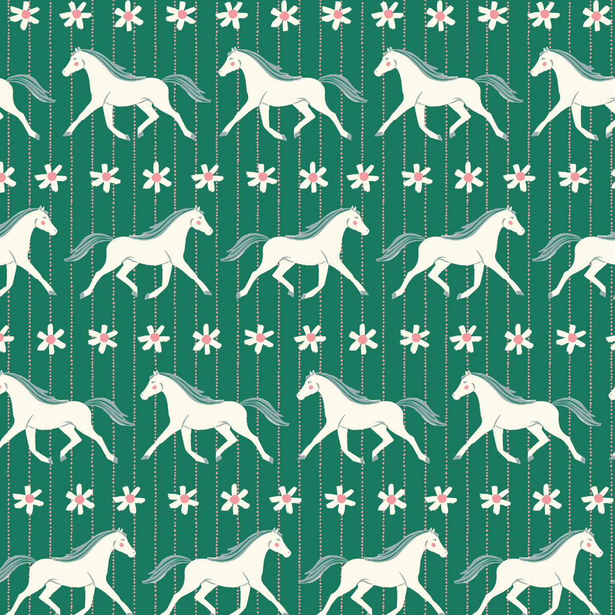 Fat Quarter Green Howdy Happy Homestead Organic Cotton Fabric