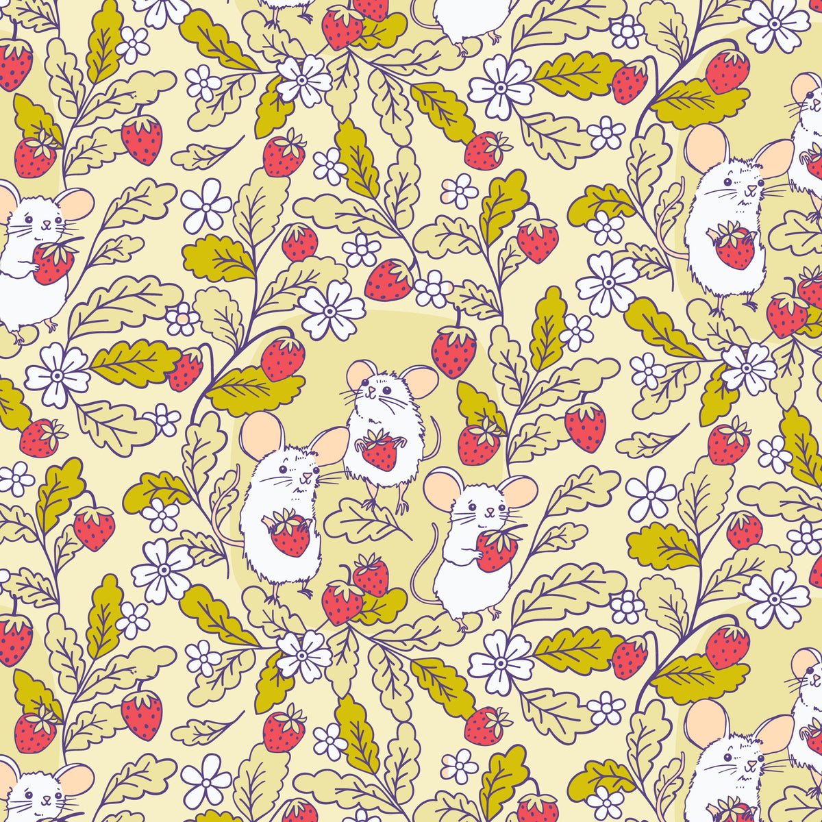 Strawberry Mice Quilting Cotton