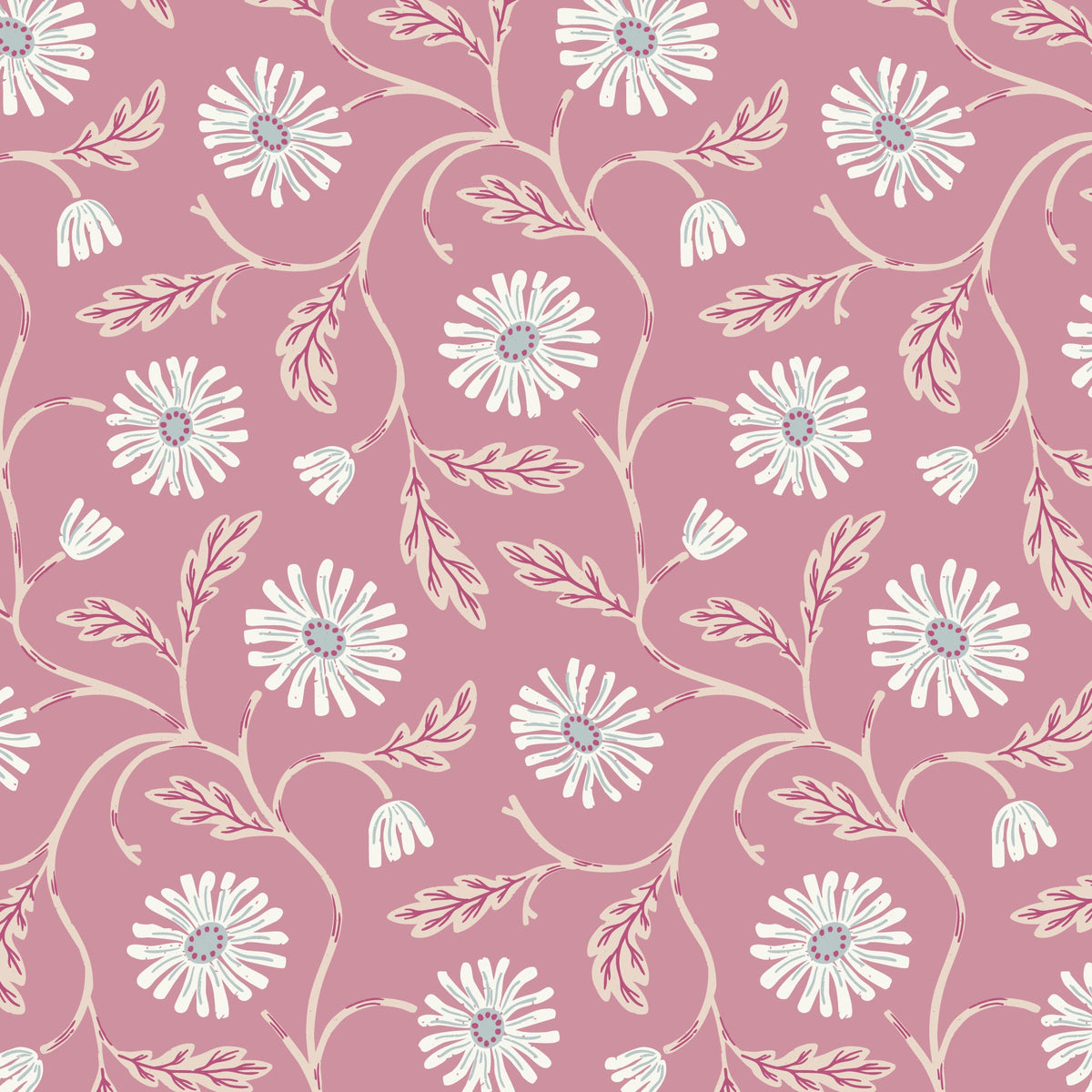 Trailing Floral Pink Flannel