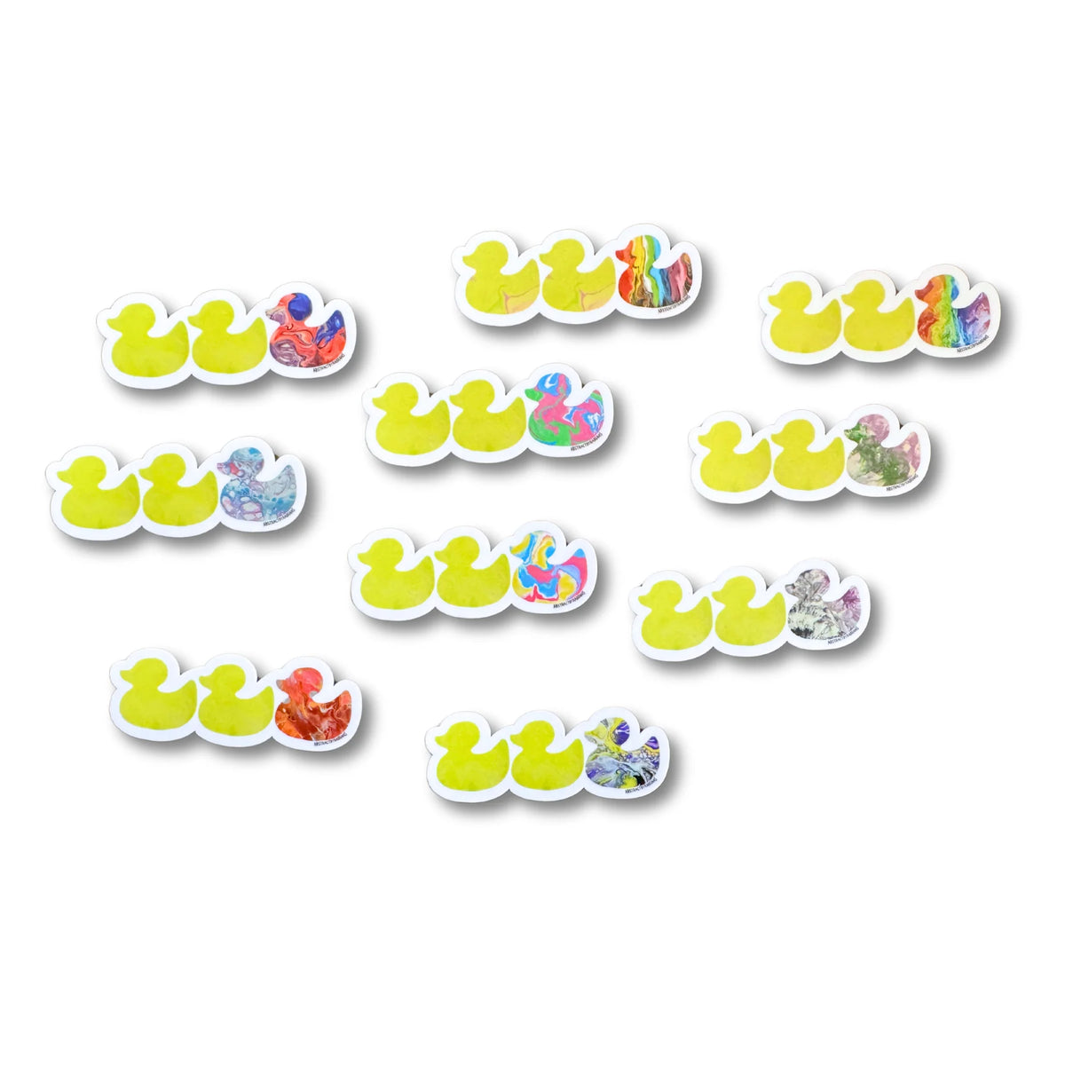 Duck Duck Non Binary Duck Sticker - Duck Duck Gray Duck - Duck Duck Pride Duck - Non-Binary Pride 3.5"x1.5"