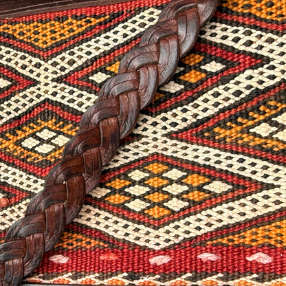 Leather &amp; Kilim Crossbody Bag – Handmade in Morocco from Full-Grain Vegetable-Tanned Leather