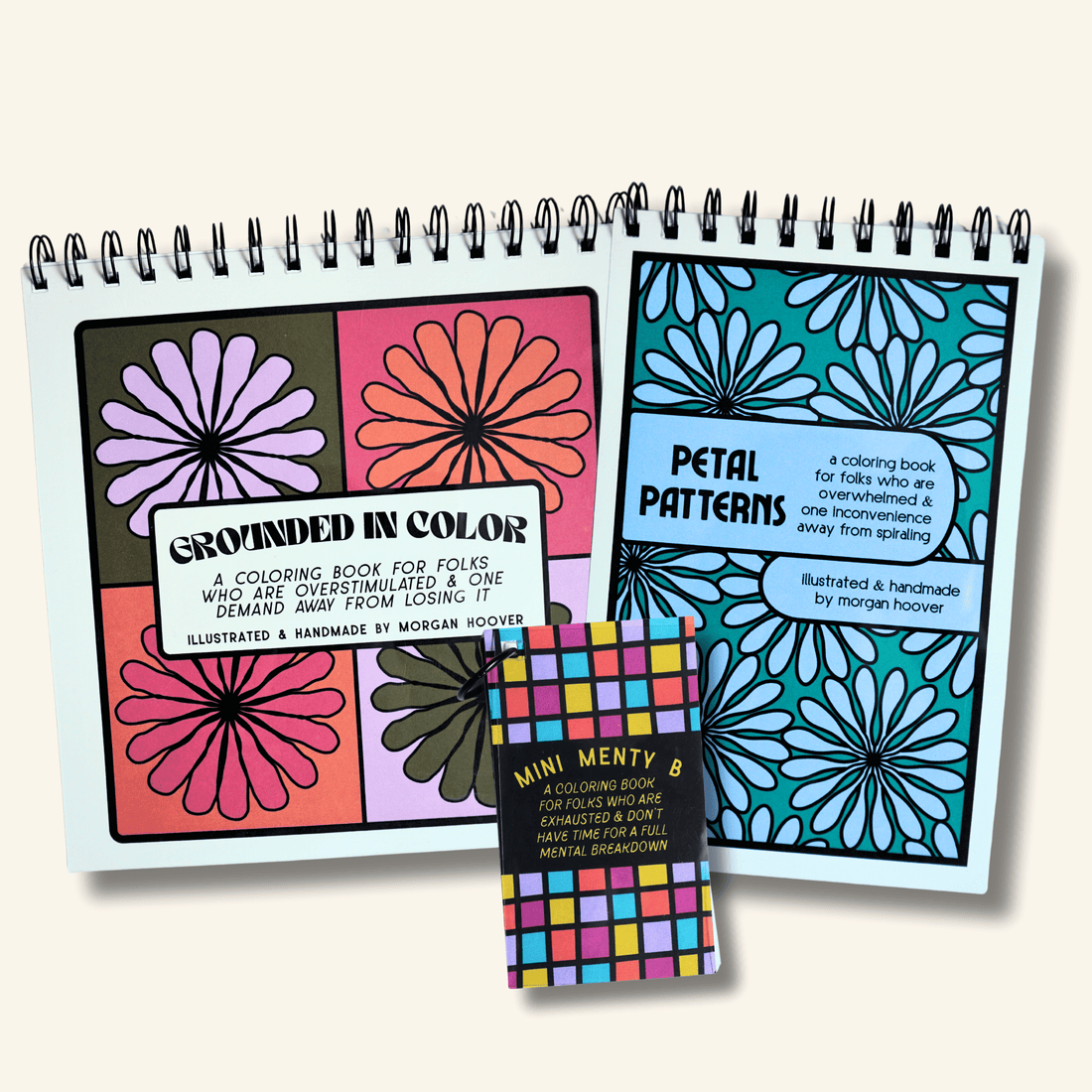Spiral Bound Coloring Book Set, Simple Mindful Coloring Pages for Stress Relief