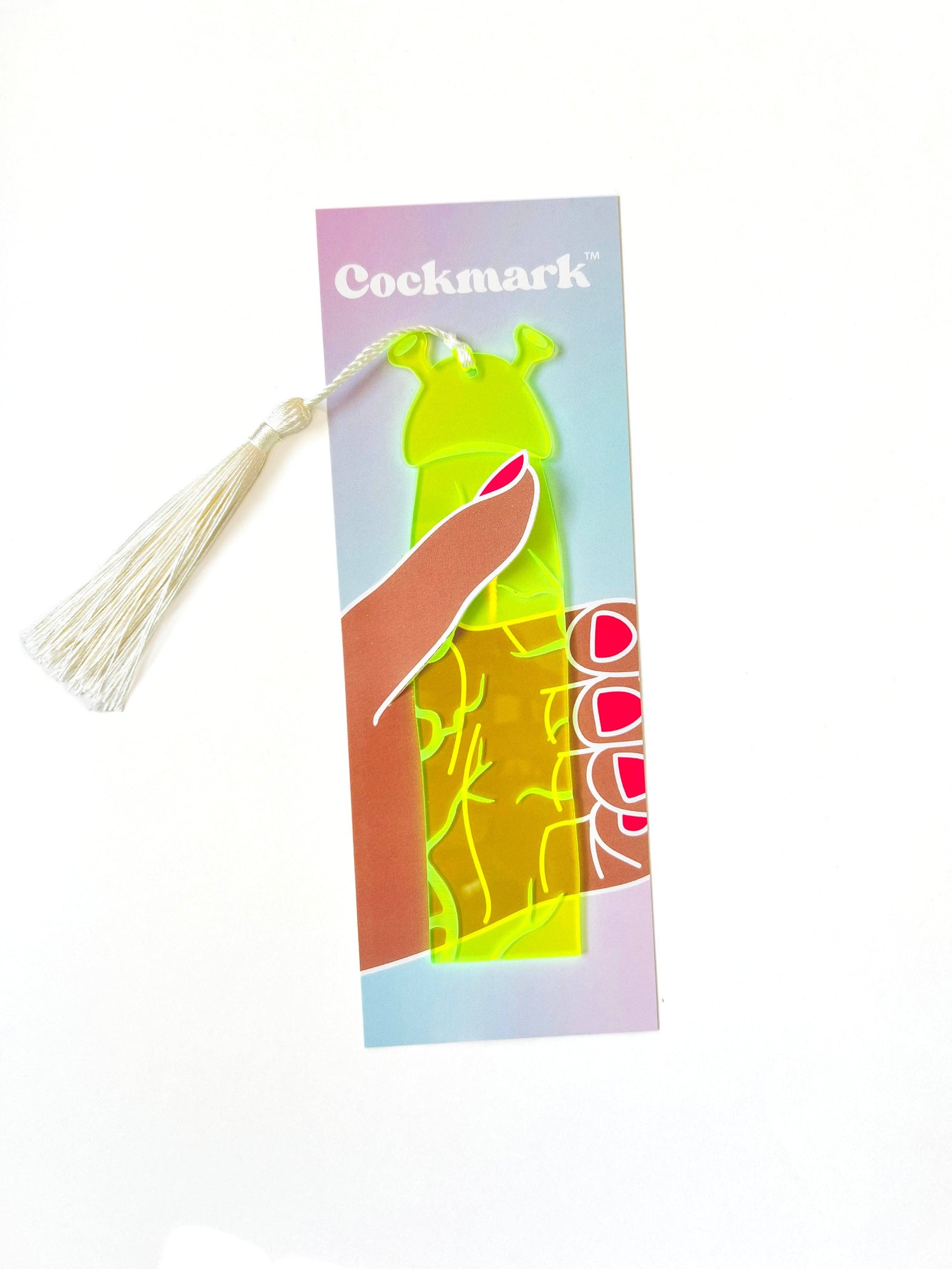 Colorful bookmark with a tassel on a white background