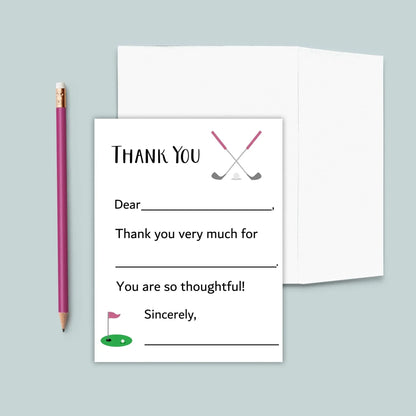 Golf (Pink) - Fill-in Thank You Notes - The Note House