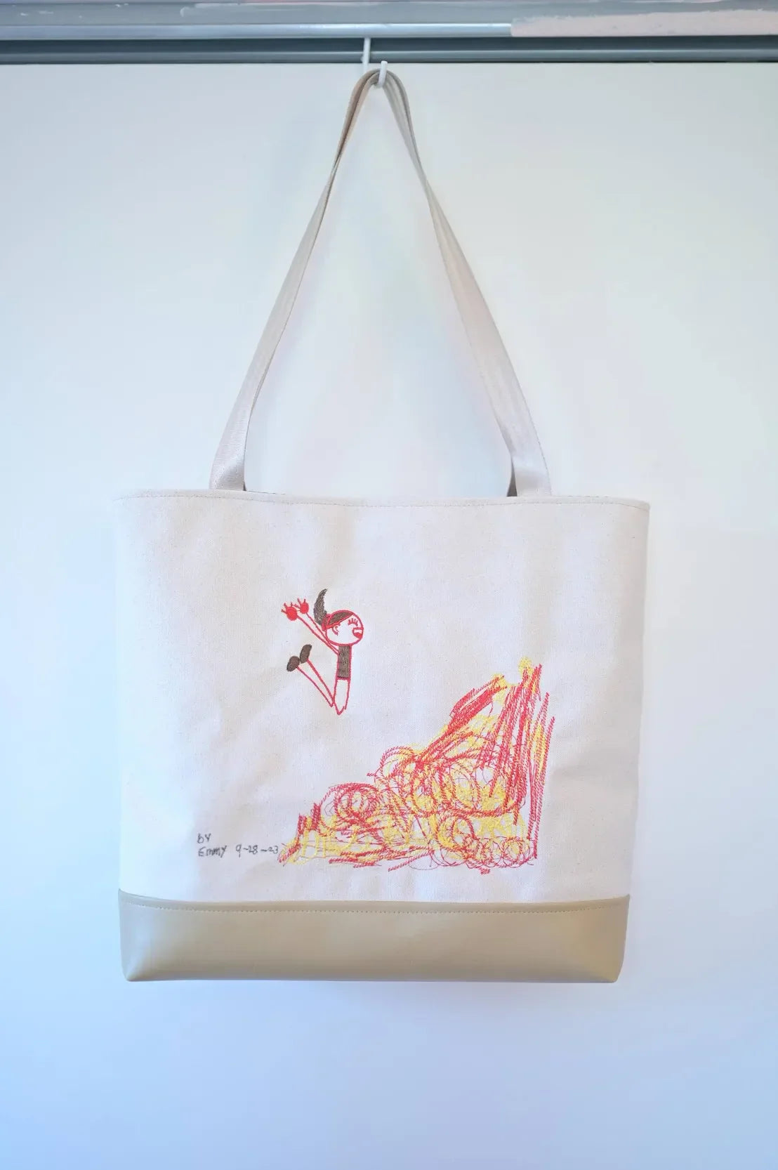 Handmade - Custom Doodle Artwork Embroidered Canvas Tote bag