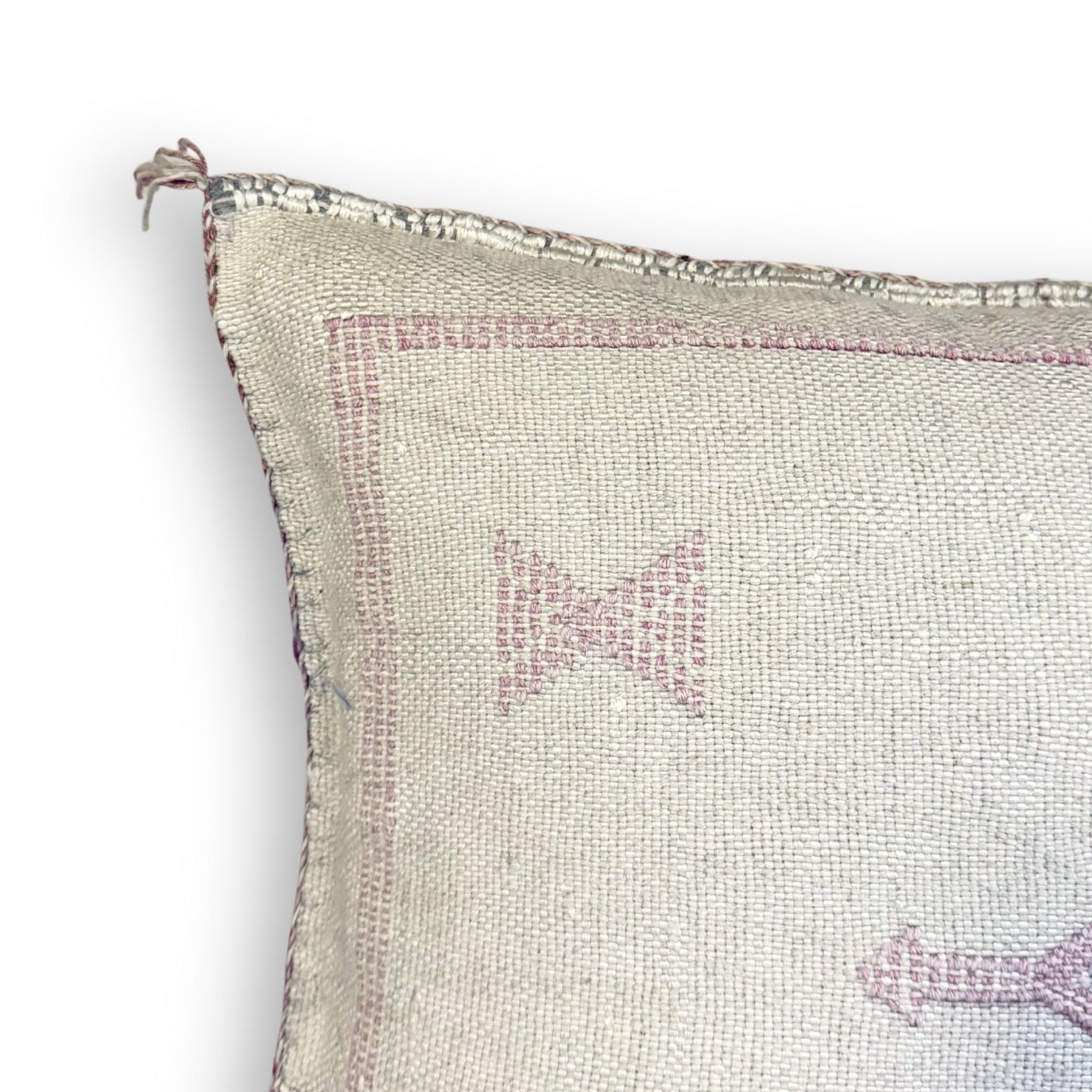 Ivory Sabra Cactus Silk Kilim Pillow Cover | Handwoven Moroccan Home Decor