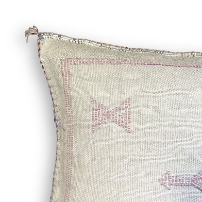 Ivory Sabra Cactus Silk Kilim Pillow Cover | Handwoven Moroccan Home Decor
