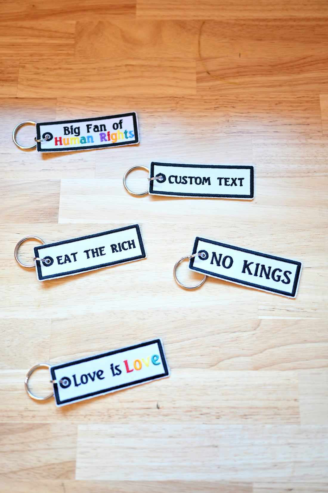 Pick Your Protest Bag Tags &amp; Keychains - RECTANGLE SHAPE- $5 to Defending Our Neighbor&