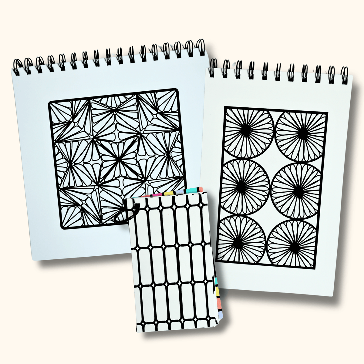 Spiral Bound Coloring Book Set, Simple Mindful Coloring Pages for Stress Relief