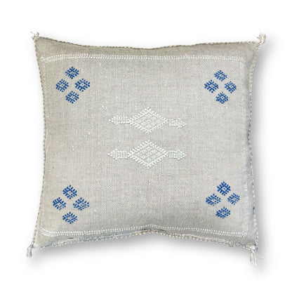 Ivory Sabra Cactus Silk Kilim Pillow Cover | Handwoven Moroccan Home Decor
