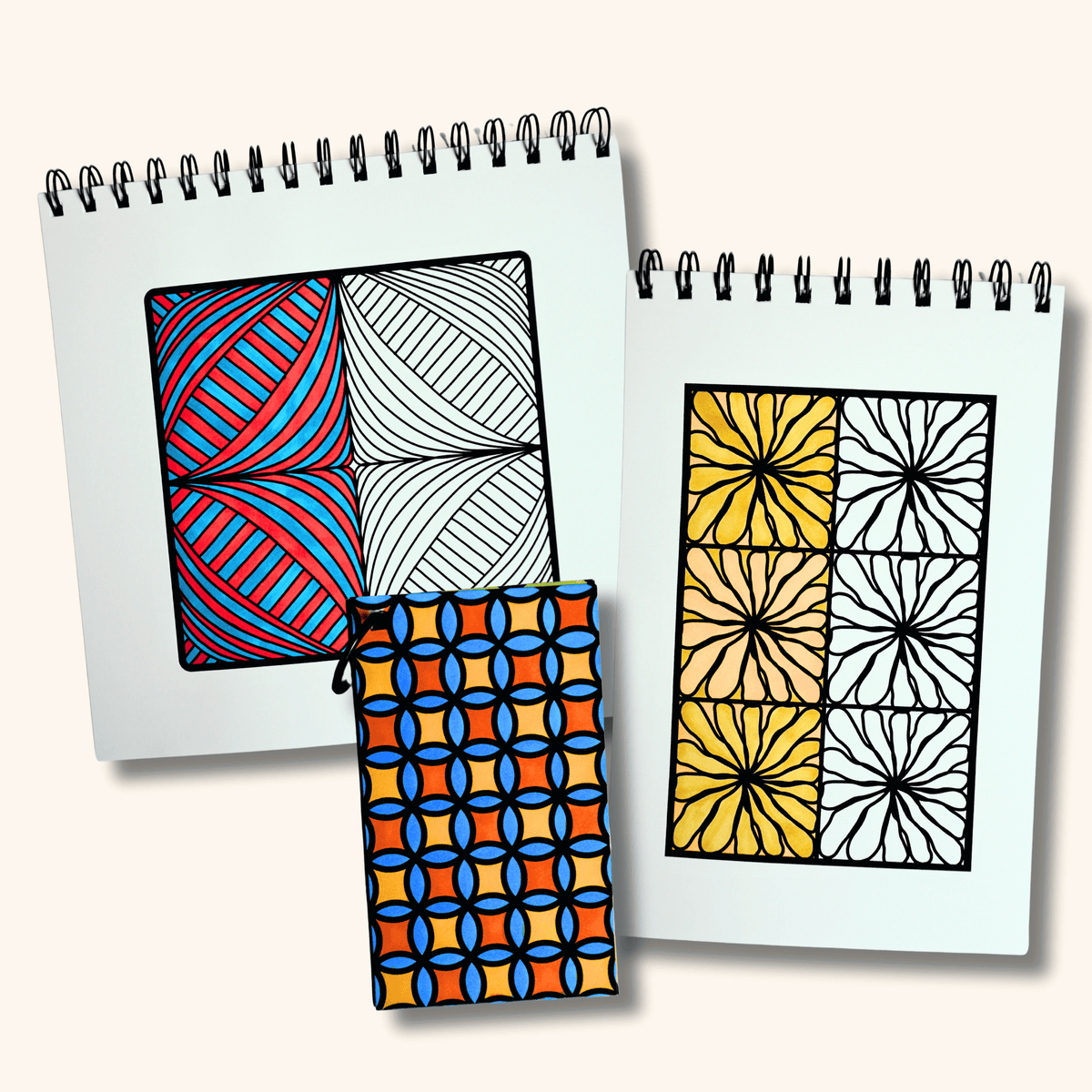 Spiral Bound Coloring Book Set, Simple Mindful Coloring Pages for Stress Relief