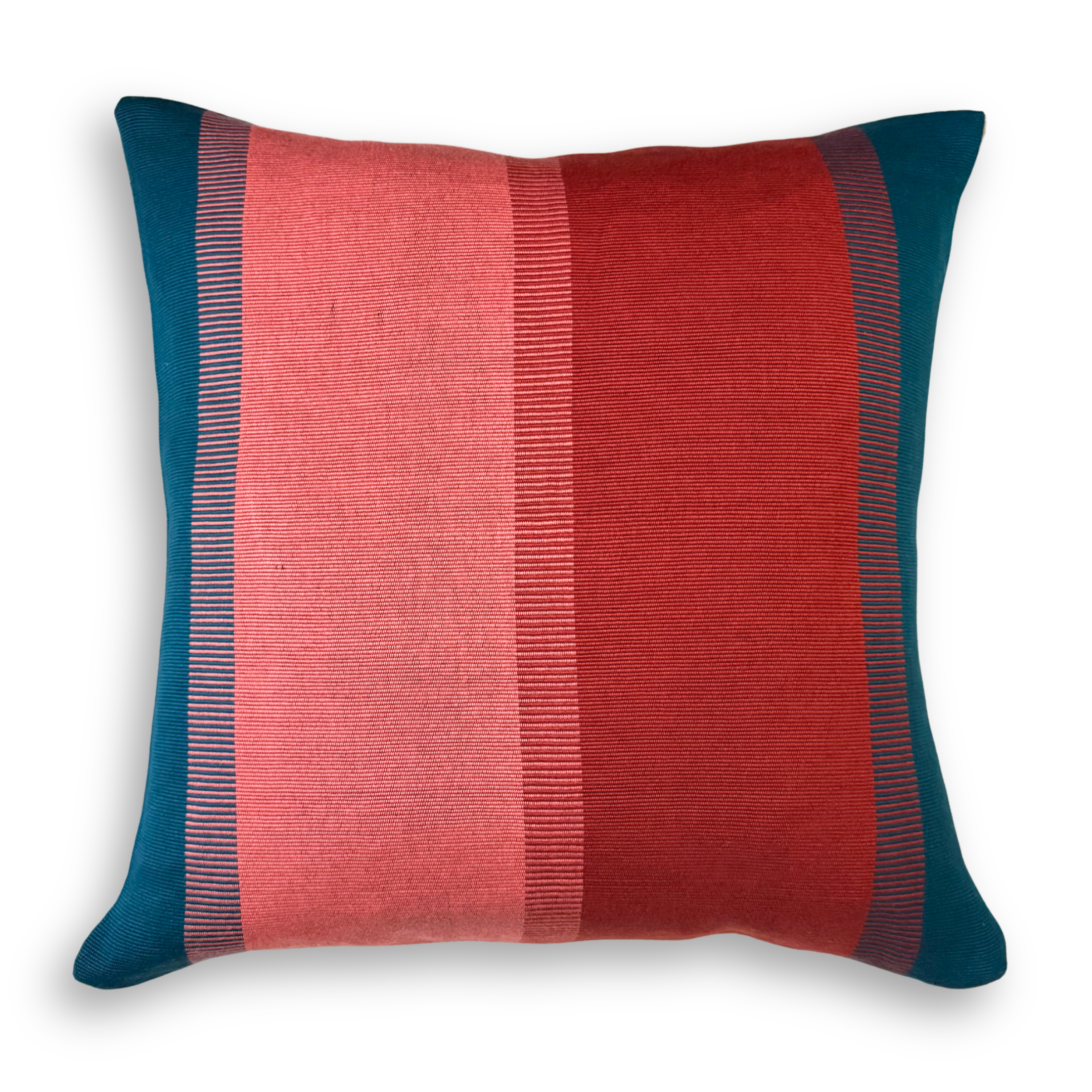 Handwoven Color Block &amp; Hemp Pillow - Light &amp; Dark Terra Cotta