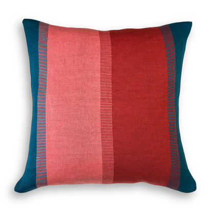 Handwoven Color Block &amp; Hemp Pillow - Light &amp; Dark Terra Cotta