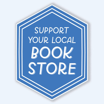 Blue hexagonal sign with white text &