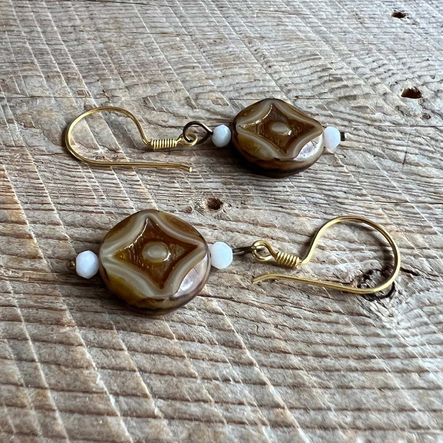 SariBlue® Desert Eye Talisman Czech Glass Earrings