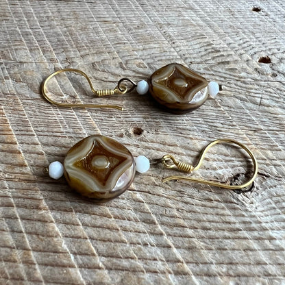 SariBlue® Desert Eye Talisman Czech Glass Earrings
