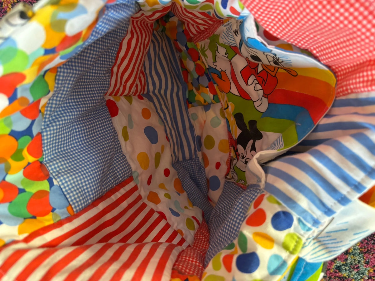 Upcycled Rainbow &amp; Sunshine Mickey Mouse Tote Bag