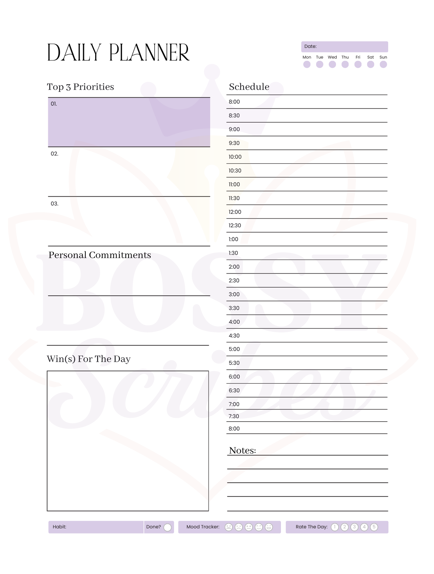 90-Day Planner | 3-Month Goal Setting &amp; Daily Productivity Planner by Bossy Scribes