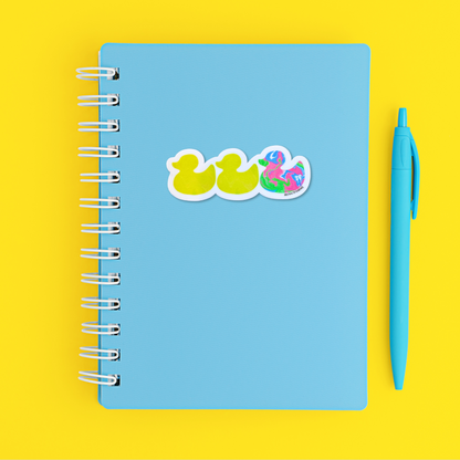 Duck Duck Polysexual Duck Sticker - Duck Duck Gray Duck - Duck Duck Pride Duck - Polysexual Pride  3.5"x1.5"