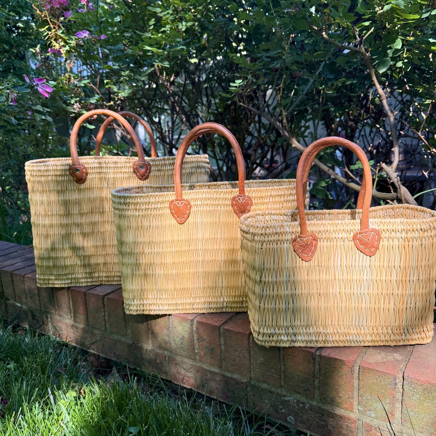 Structured Moroccan Market Basket Tote with Leather Handles