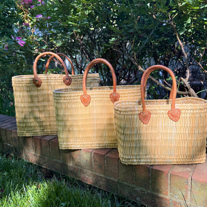 Structured Moroccan Market Basket Tote with Leather Handles