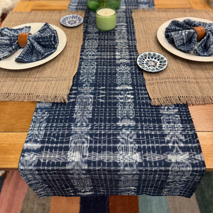 Handwoven Indigo Corte Table Runner | Reversible Jaspe &amp; Denim