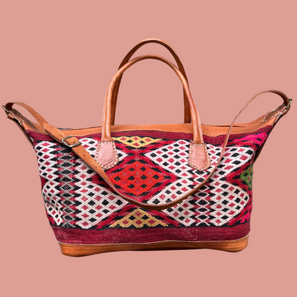 Kilim &amp; Leather Weekender Bag