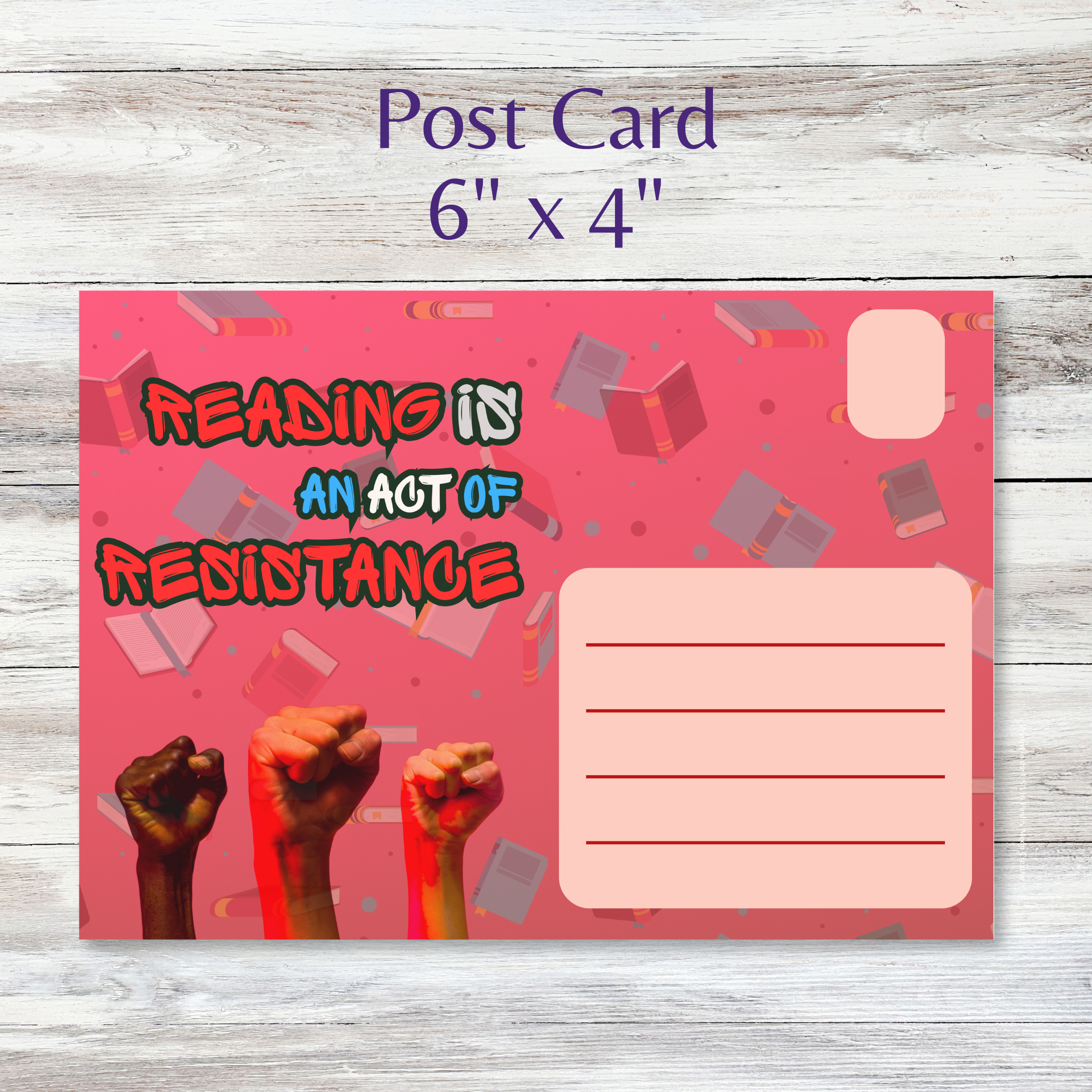 Postcards to Voters: Reading is Resistance Red Postcard
