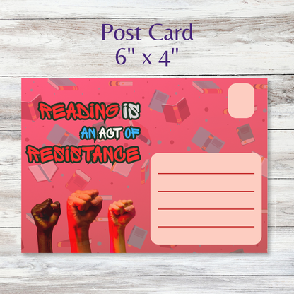 Postcards to Voters: Reading is Resistance Red Postcard