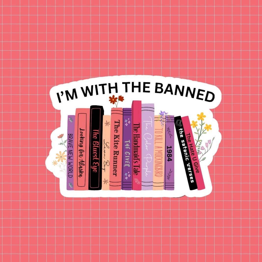 Sticker with book illustrations and text &