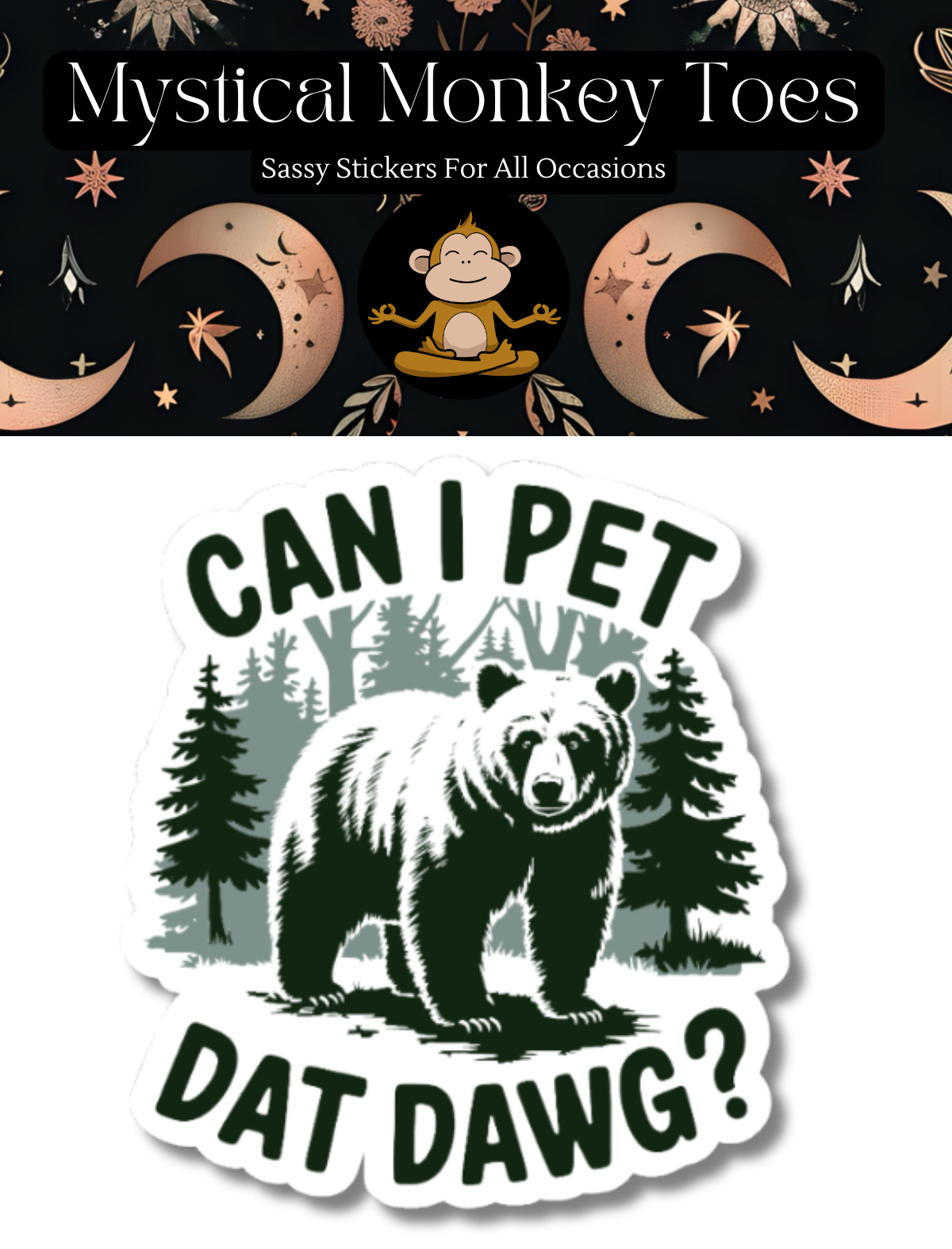 Sticker with bear and text &