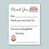 The image is a blank thank you card with a pink flower and a stack of books as decoration.