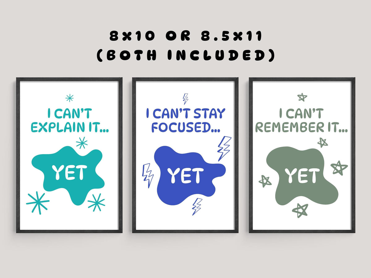 Power of Yet Wall Art | Growth Mindset &amp; Social Emotional Learning Print Set (Digital Download)