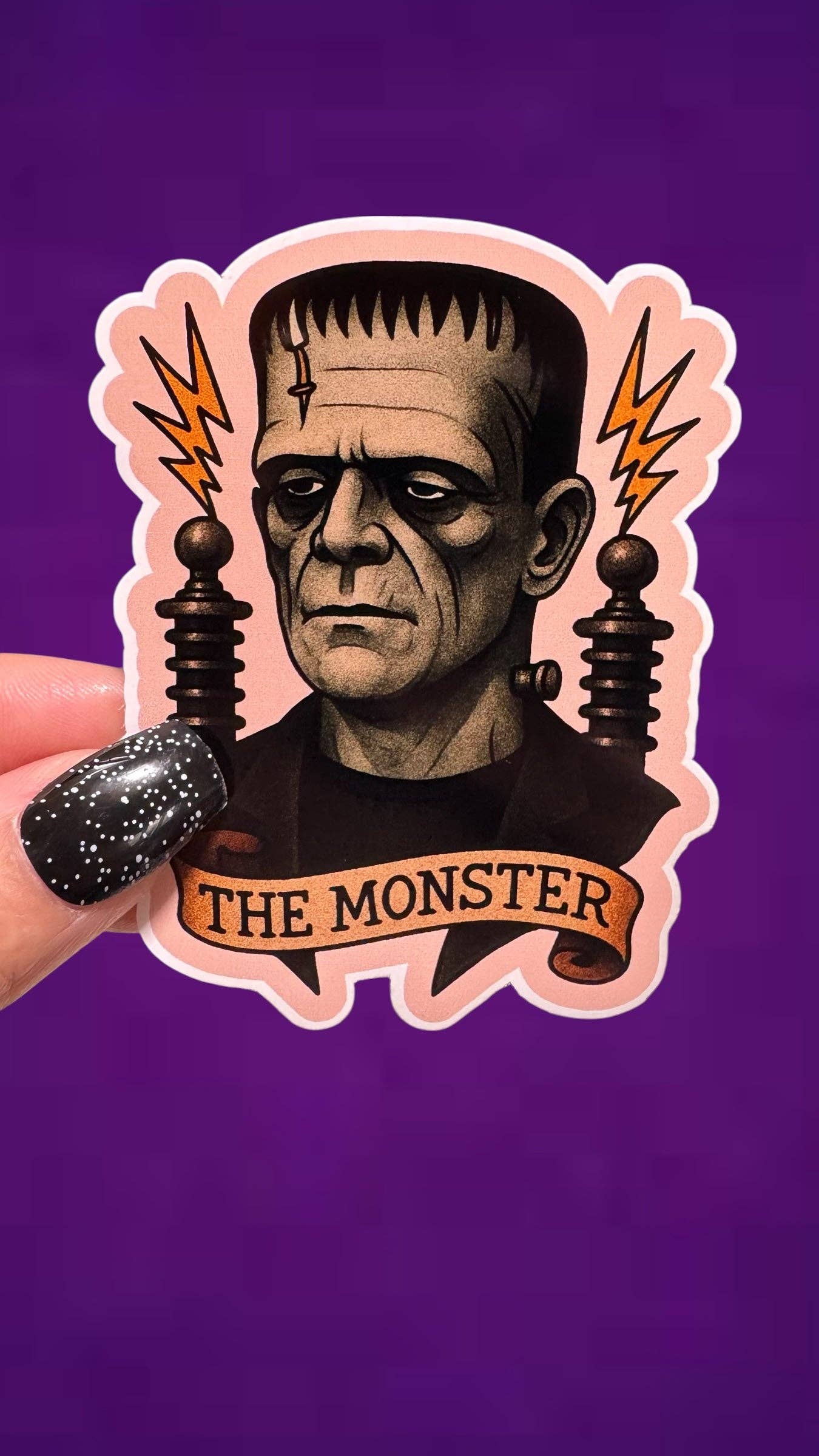 Sticker of a monster character with &