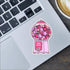 Pink gumball machine sticker with &