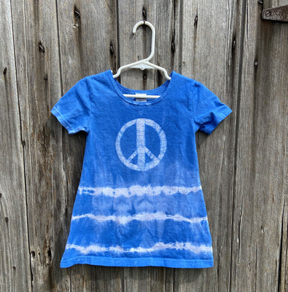 Girls Peace Sign Dress with Tie Dye, Short Sleeves