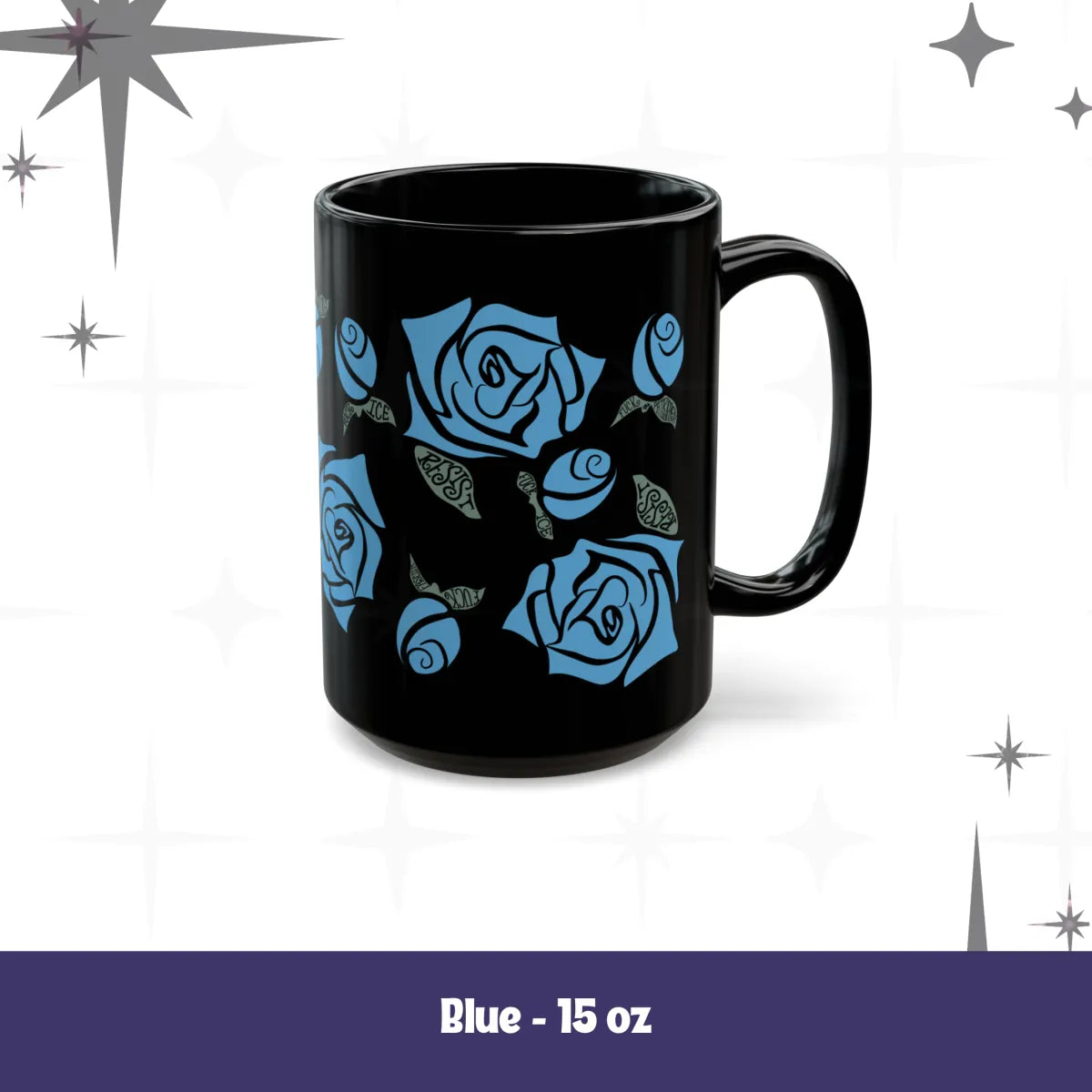 Black Ceramic Floral Rose Mug – Hidden Message Feminist Resist Coffee Mug Adult Language
