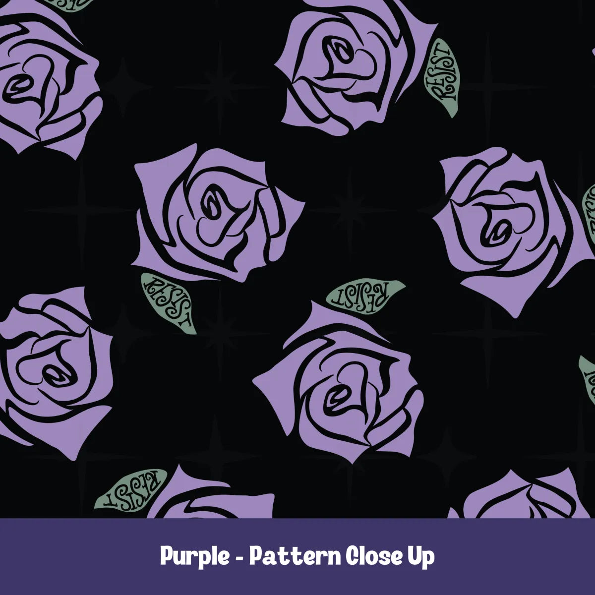 Resist Rose Pattern Tote Bag – Black Floral Statement Carryall, Blue Pink Purple Options