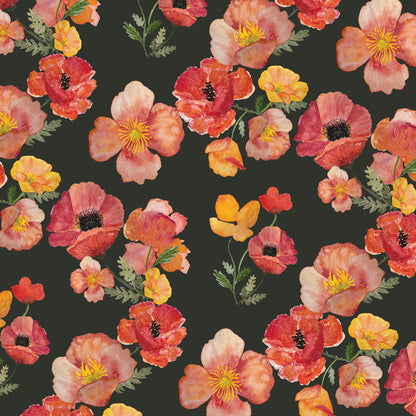 ember poppies linen tea towel