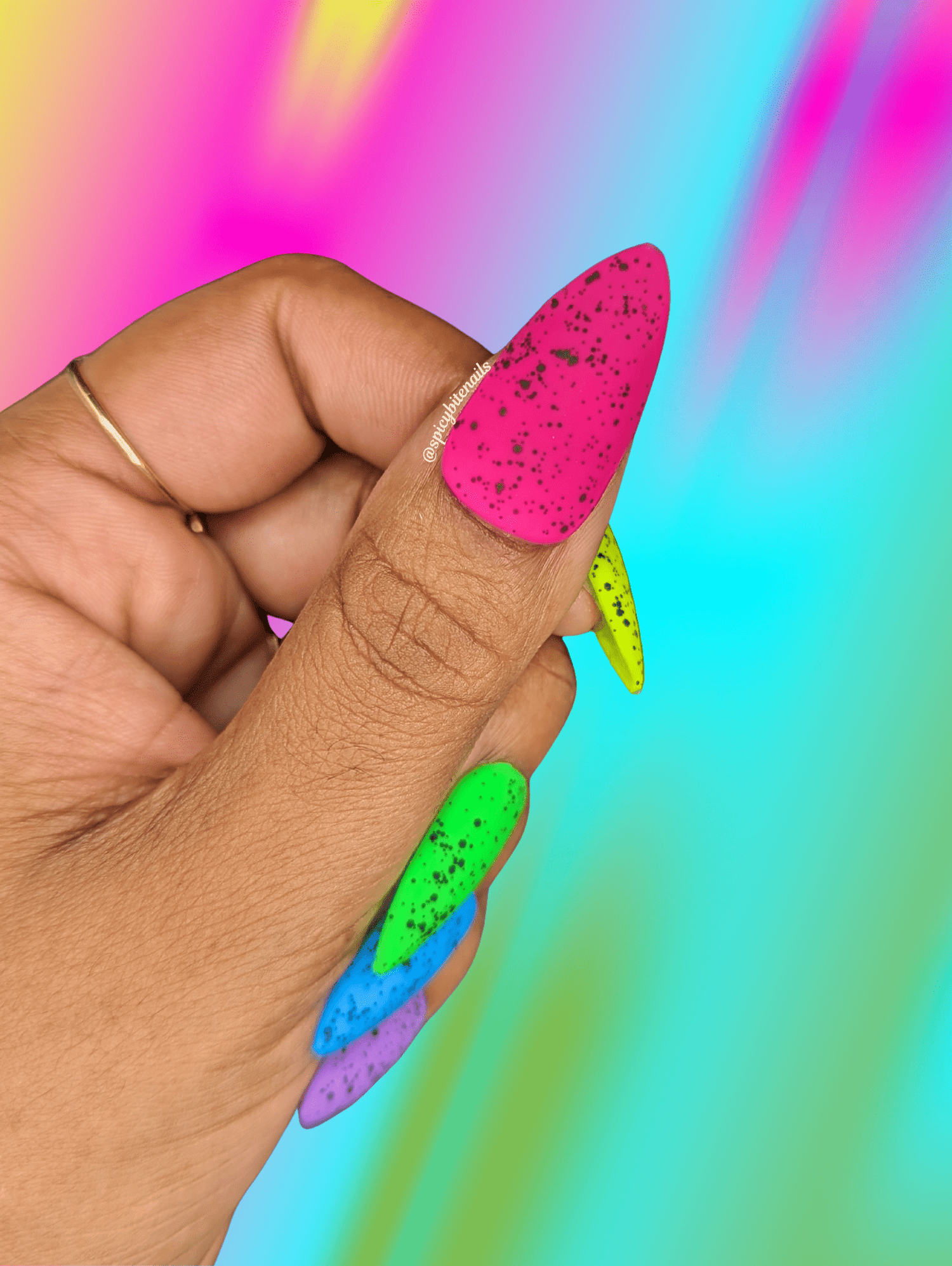 Summer of 95 - Matte Neon Speckled Rainbow Press-On Nail Extensions 10pcs