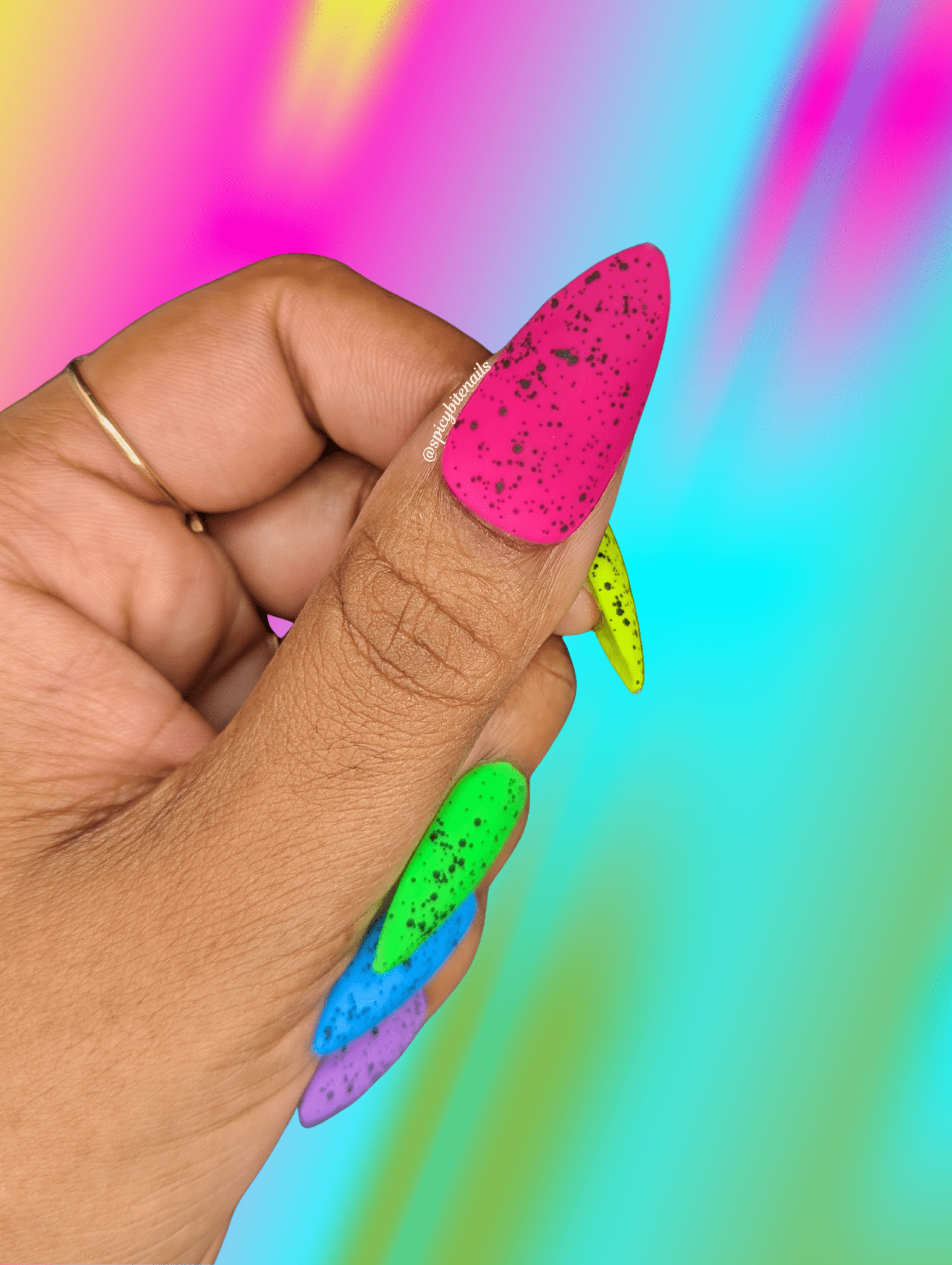 Summer of 95 - Matte Neon Speckled Rainbow Press-On Nail Extensions 10pcs