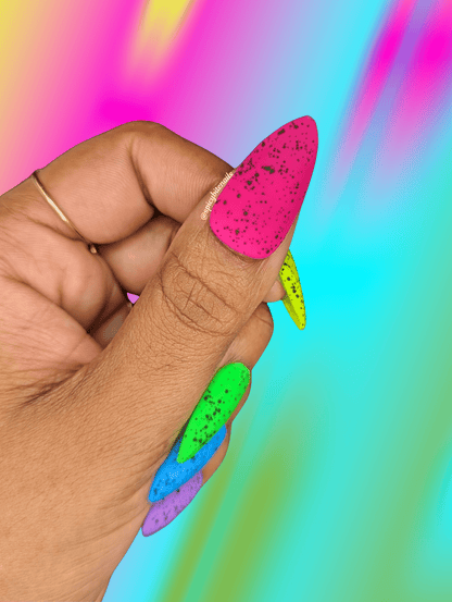 Summer of 95 - Matte Neon Speckled Rainbow Press-On Nail Extensions 10pcs