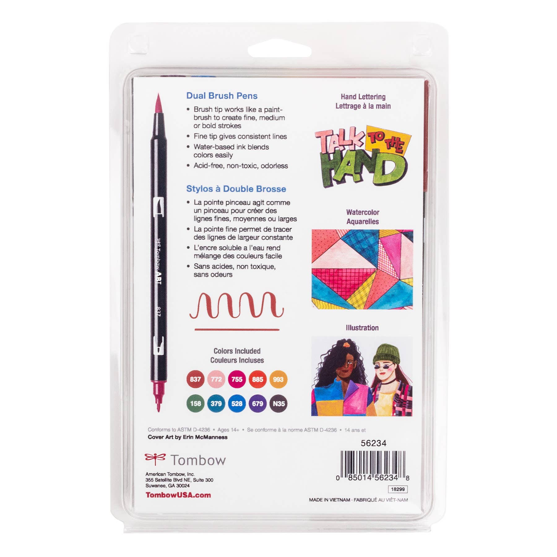 Dual Brush Pen Art Markers 10-Pack, Nineties