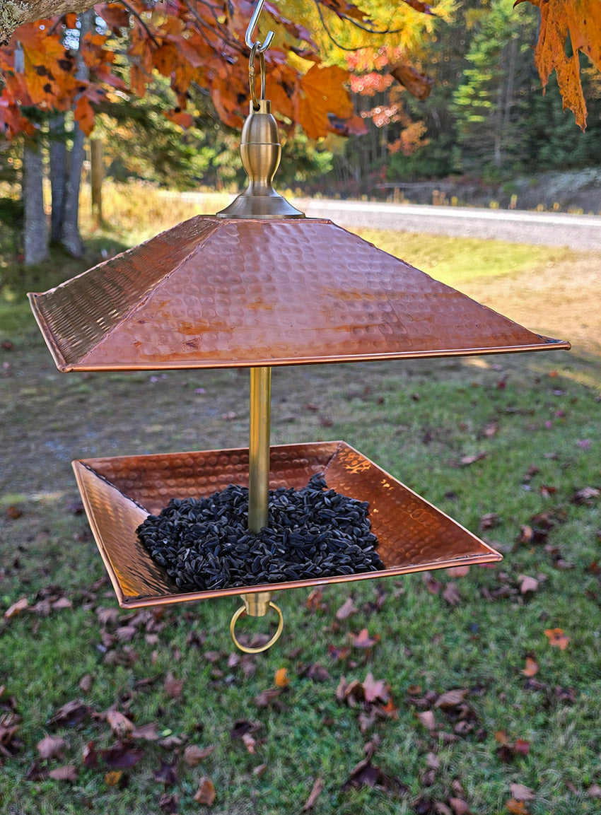 EasyFill™ Copper and Brass Square bird feeder 3102-SQ