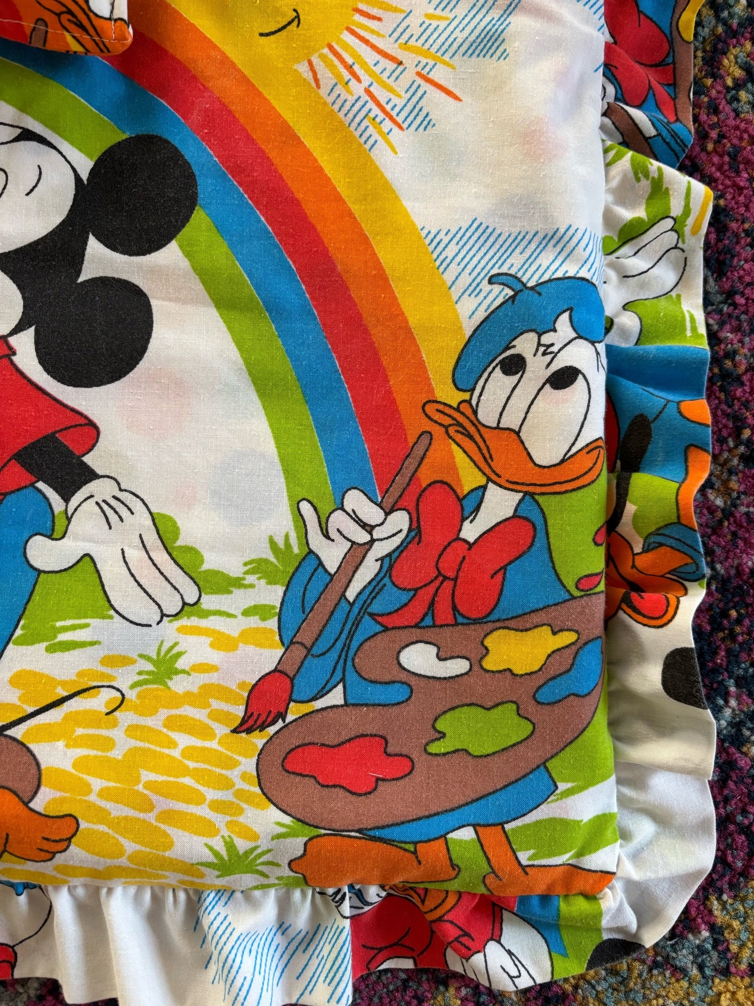 Upcycled Rainbow &amp; Sunshine Mickey Mouse Tote Bag