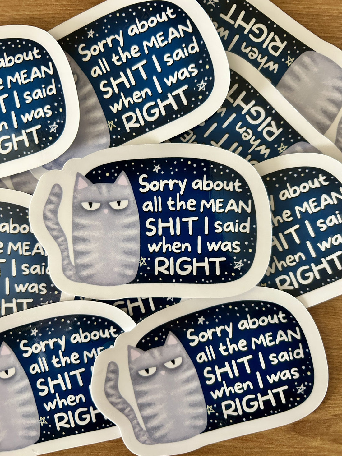 "Sorry about all the mean shit I said... When I was right"
