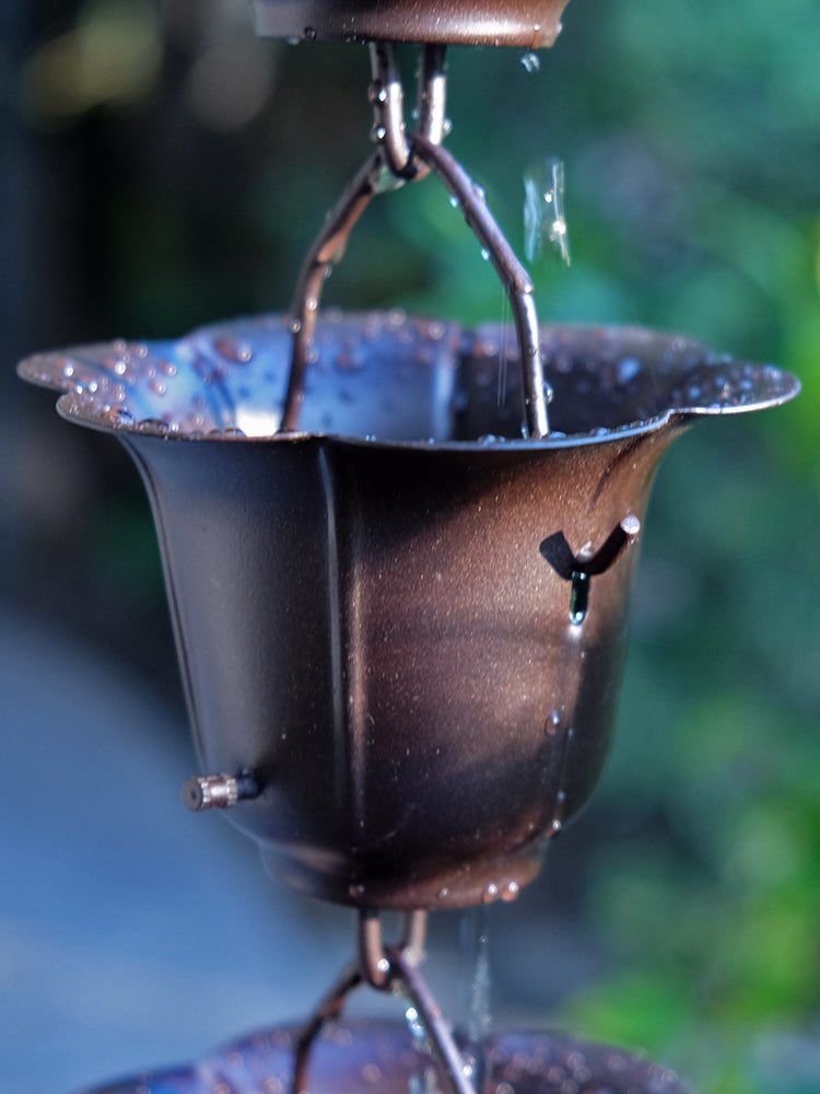 Bronze Flower Cup Rain Chain 3149-BRZ