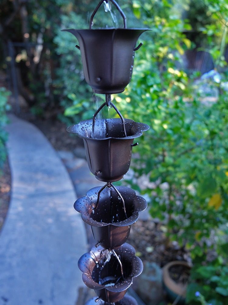Bronze Flower Cup Rain Chain 3149-BRZ