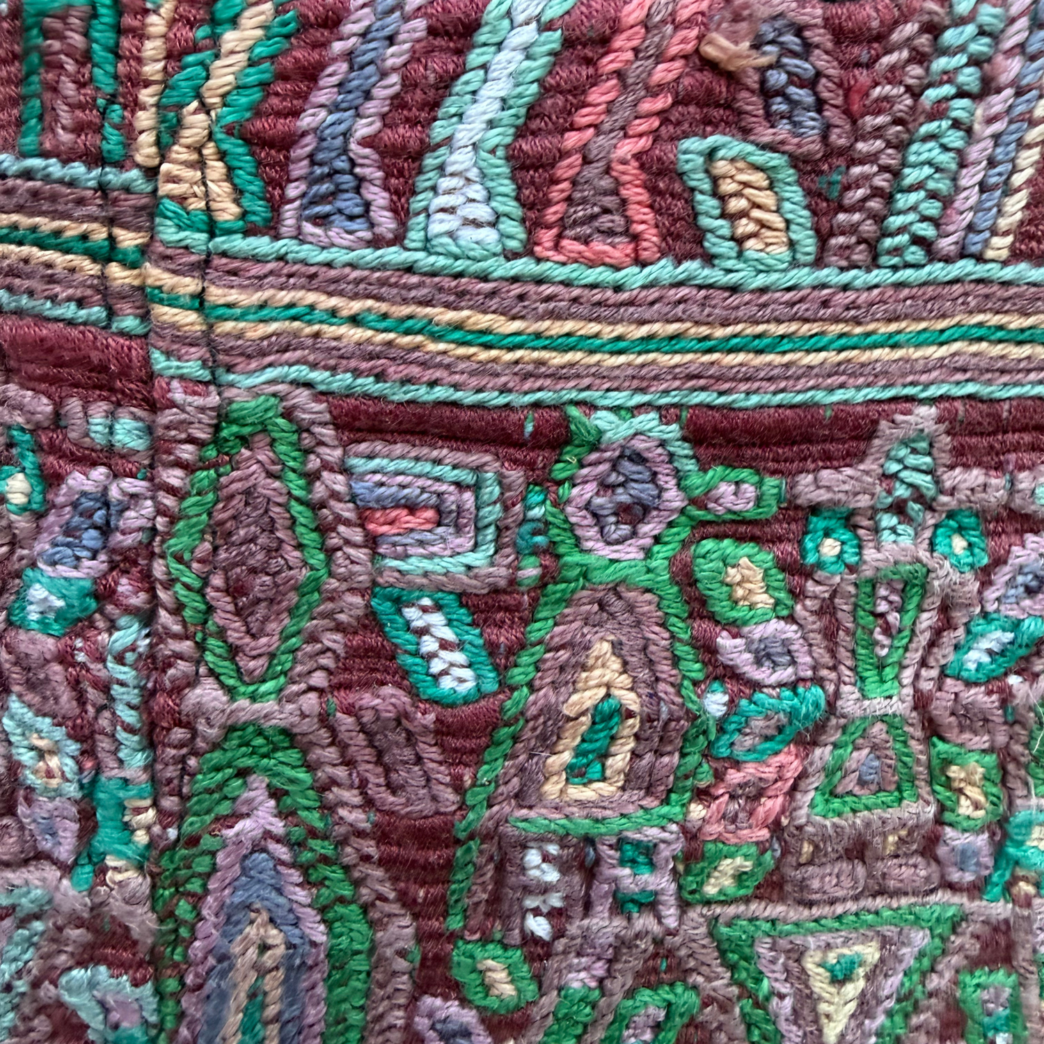 Huipil Bucket Bag - Handcrafted Vintage Mayan Textile &amp; Leather Tote