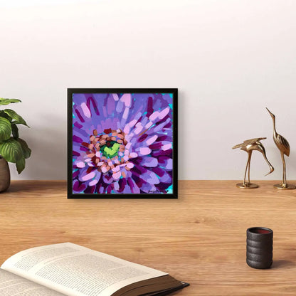 Original Purple Mum Painting, Acrylic Floral Wall Art, 12x12 Canvas